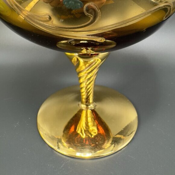 Venetian Glass Candy Dish Container Jar Apothecary Jar Painted Italian Glass VTG - Picture 5 of 16